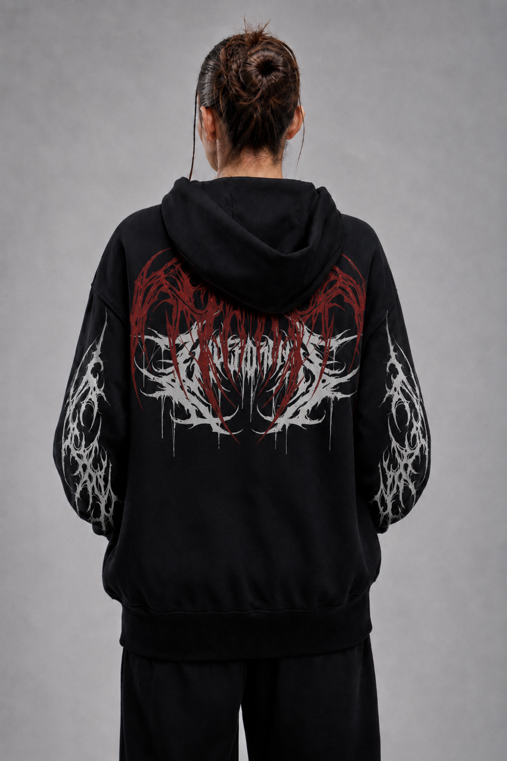 Red & Grey Ornamental Hoodie